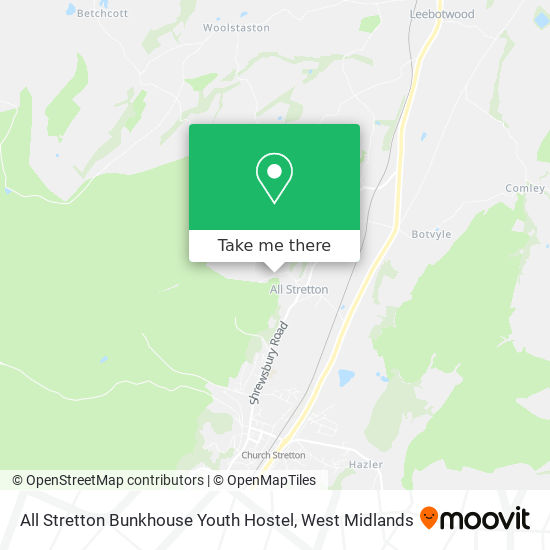 All Stretton Bunkhouse Youth Hostel map