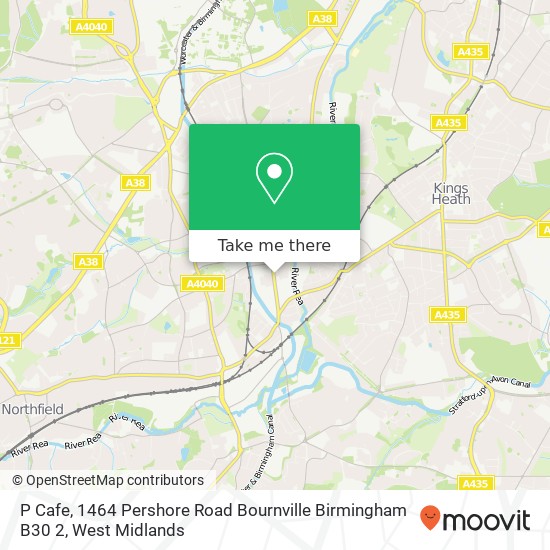 P Cafe, 1464 Pershore Road Bournville Birmingham B30 2 map
