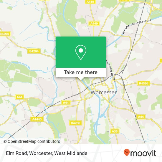 Elm Road, Worcester map
