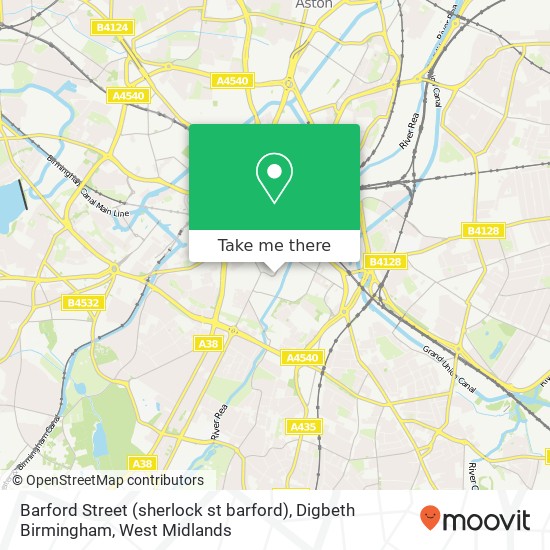 Barford Street (sherlock st barford), Digbeth Birmingham map