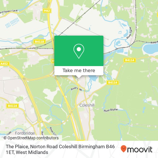 The Plaice, Norton Road Coleshill Birmingham B46 1ET map