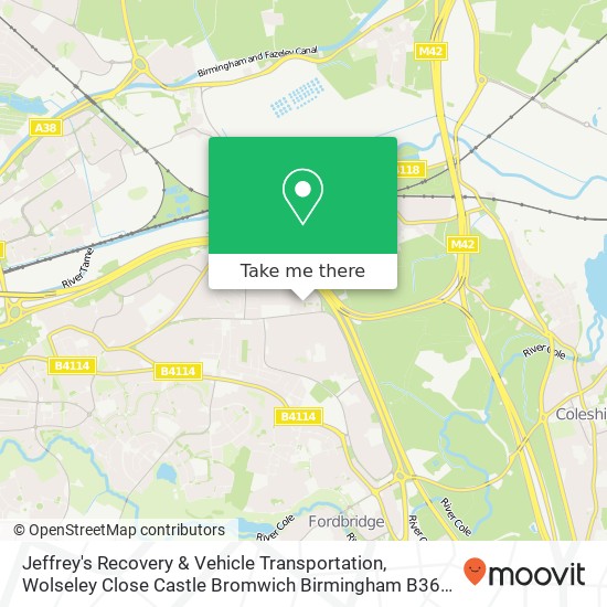 Jeffrey's Recovery & Vehicle Transportation, Wolseley Close Castle Bromwich Birmingham B36 9LQ map