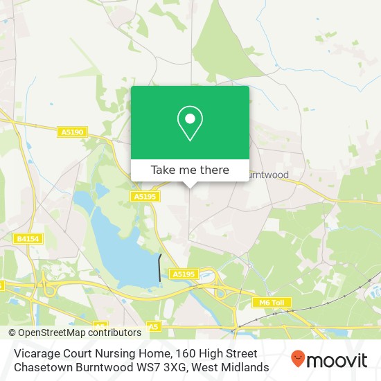 Vicarage Court Nursing Home, 160 High Street Chasetown Burntwood WS7 3XG map