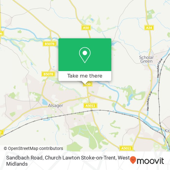 Sandbach Road, Church Lawton Stoke-on-Trent map