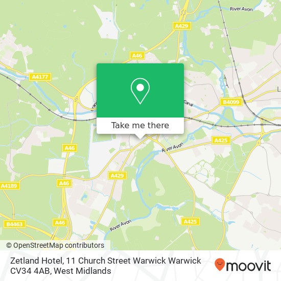 Zetland Hotel, 11 Church Street Warwick Warwick CV34 4AB map