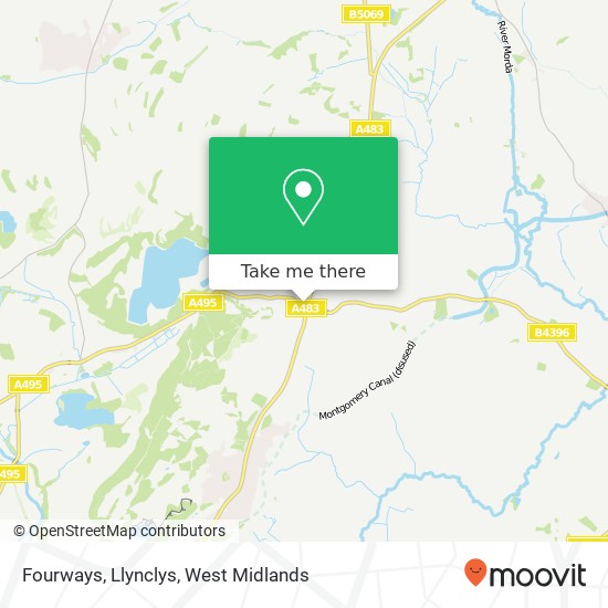 Fourways, Llynclys map