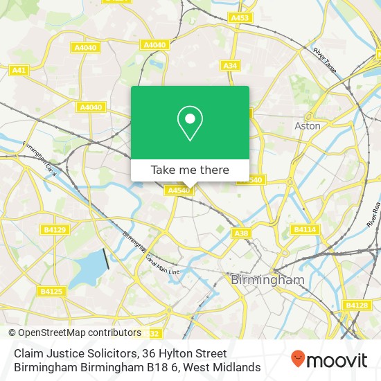 Claim Justice Solicitors, 36 Hylton Street Birmingham Birmingham B18 6 map