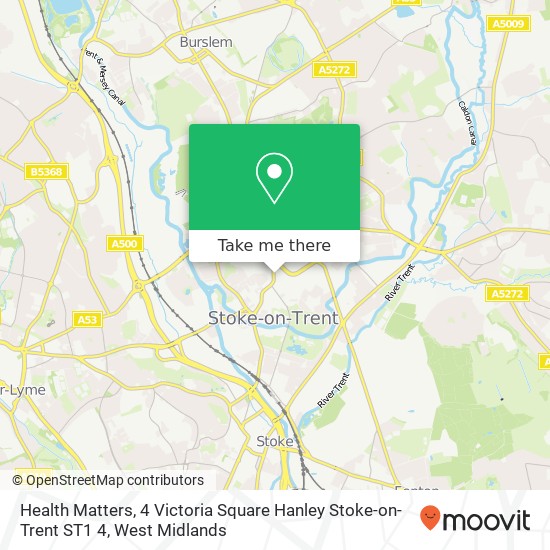 Health Matters, 4 Victoria Square Hanley Stoke-on-Trent ST1 4 map