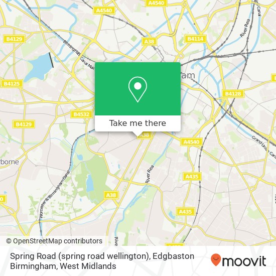 Spring Road (spring road wellington), Edgbaston Birmingham map