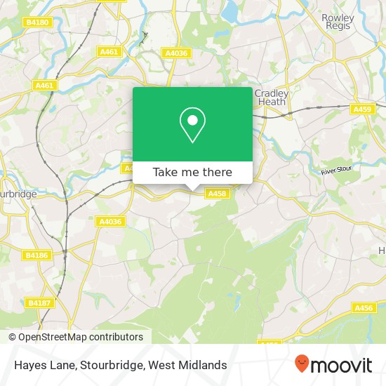 Hayes Lane, Stourbridge map