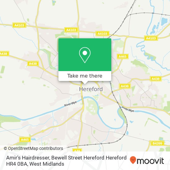 Amir's Hairdresser, Bewell Street Hereford Hereford HR4 0BA map