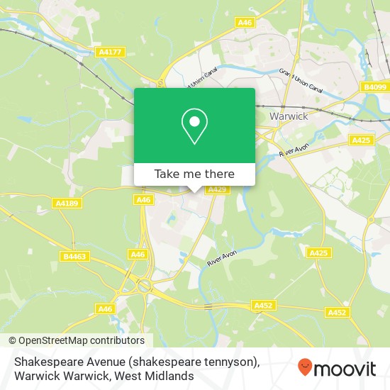 Shakespeare Avenue (shakespeare tennyson), Warwick Warwick map