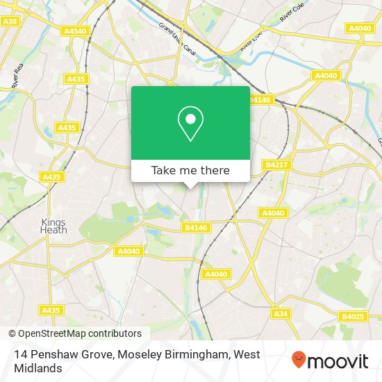 14 Penshaw Grove, Moseley Birmingham map