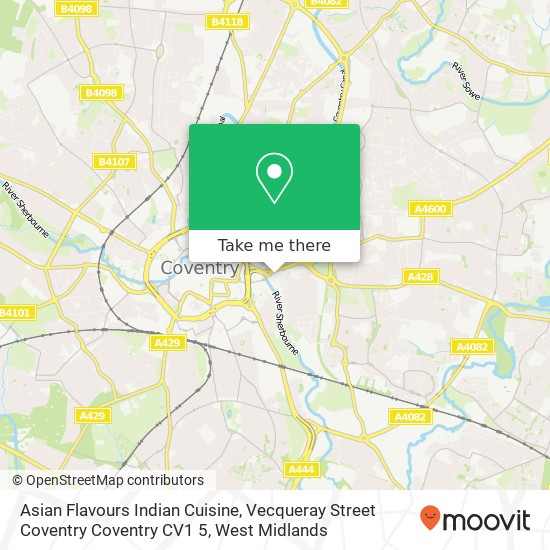 Asian Flavours Indian Cuisine, Vecqueray Street Coventry Coventry CV1 5 map