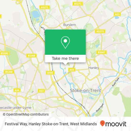 Festival Way, Hanley Stoke-on-Trent map
