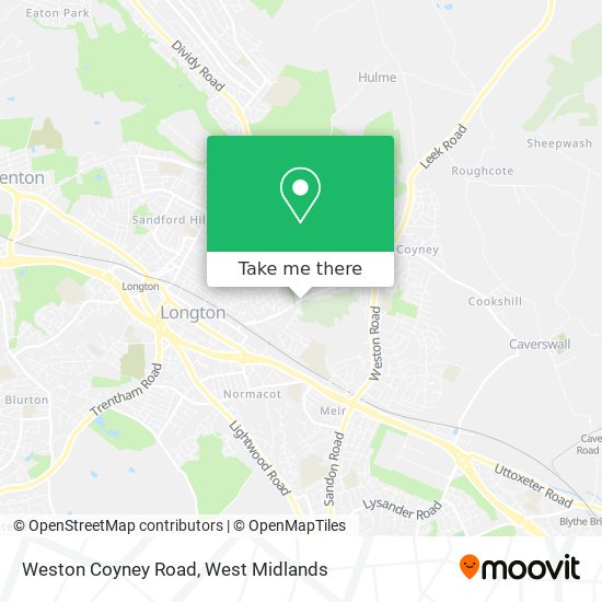 Weston Coyney Road map