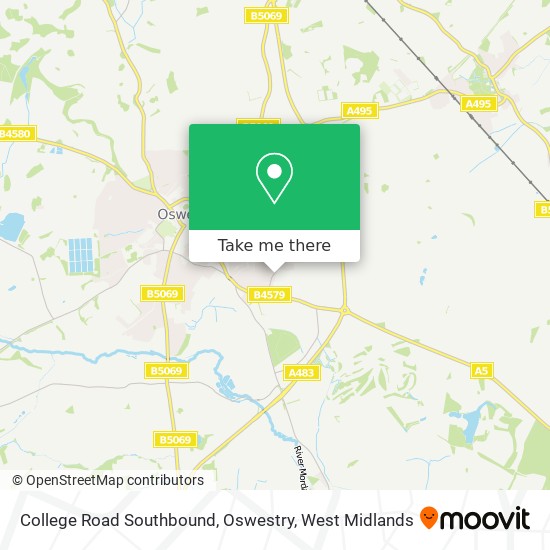 College Road Southbound, Oswestry map