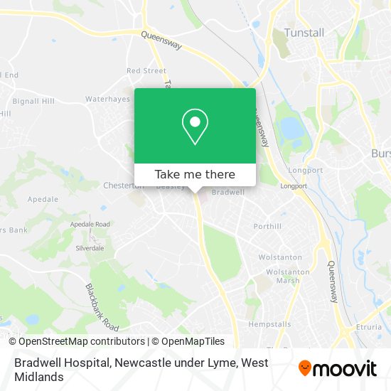 Bradwell Hospital, Newcastle under Lyme map