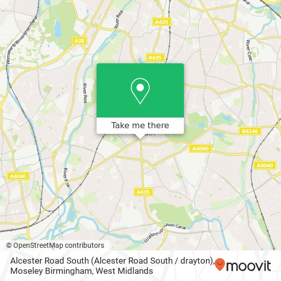 Alcester Road South (Alcester Road South / drayton), Moseley Birmingham map