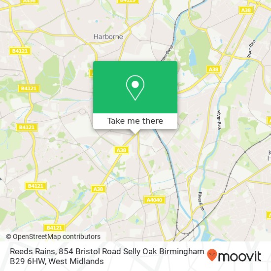 Reeds Rains, 854 Bristol Road Selly Oak Birmingham B29 6HW map