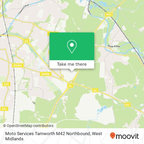 Moto Services Tamworth M42 Northbound map