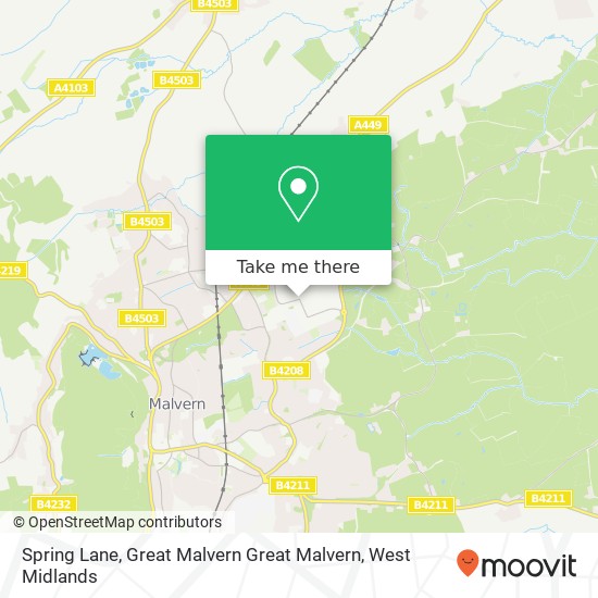 Spring Lane, Great Malvern Great Malvern map