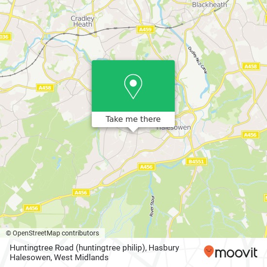 Huntingtree Road (huntingtree philip), Hasbury Halesowen map