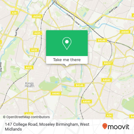 147 College Road, Moseley Birmingham map