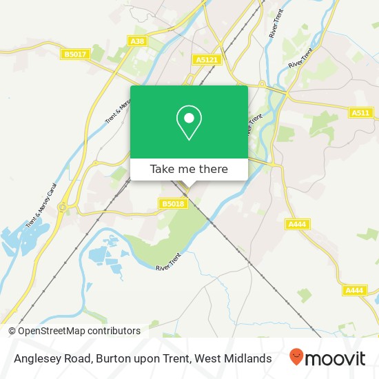 Anglesey Road, Burton upon Trent map