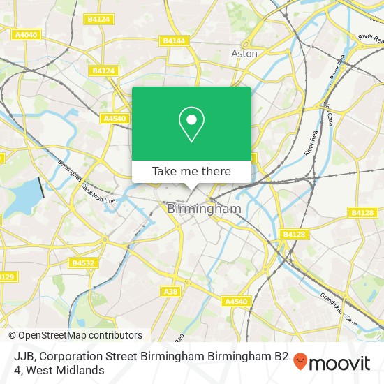 JJB, Corporation Street Birmingham Birmingham B2 4 map