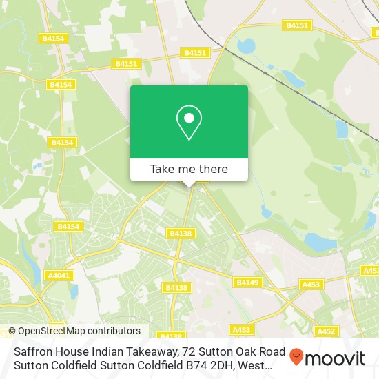 Saffron House Indian Takeaway, 72 Sutton Oak Road Sutton Coldfield Sutton Coldfield B74 2DH map