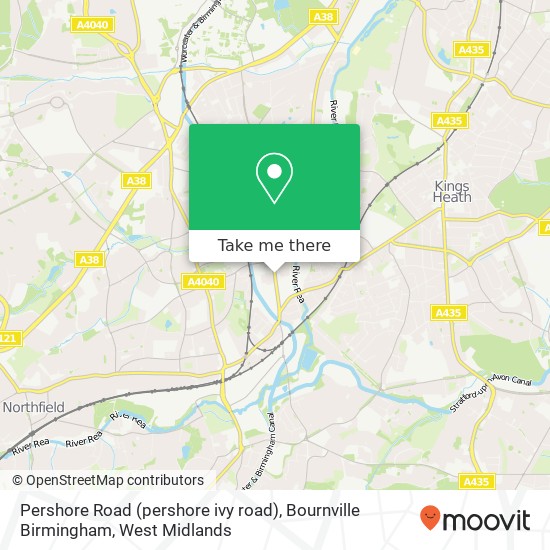 Pershore Road (pershore ivy road), Bournville Birmingham map