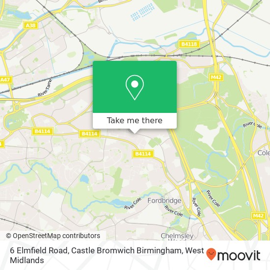 6 Elmfield Road, Castle Bromwich Birmingham map