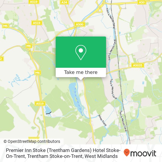 Premier Inn Stoke (Trentham Gardens) Hotel Stoke-On-Trent, Trentham Stoke-on-Trent map