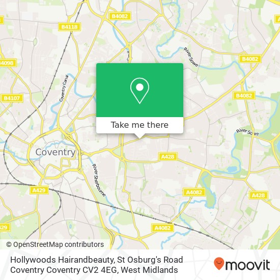 Hollywoods Hairandbeauty, St Osburg's Road Coventry Coventry CV2 4EG map