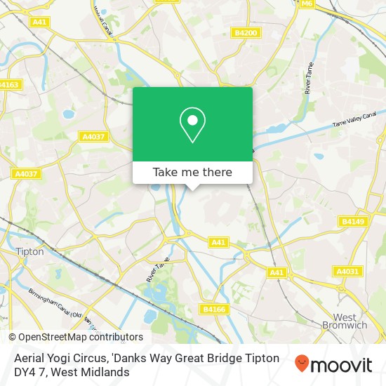 Aerial Yogi Circus, 'Danks Way Great Bridge Tipton DY4 7 map