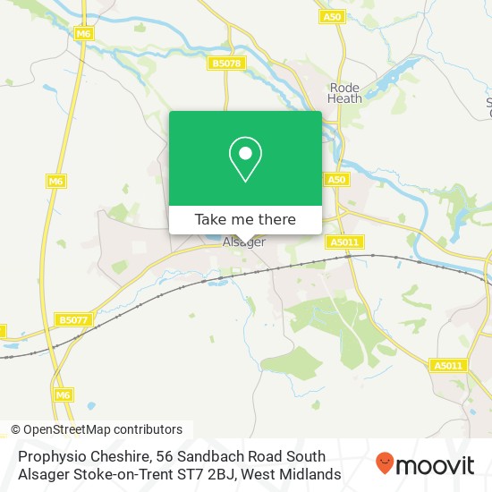 Prophysio Cheshire, 56 Sandbach Road South Alsager Stoke-on-Trent ST7 2BJ map