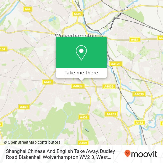 Shanghai Chinese And English Take Away, Dudley Road Blakenhall Wolverhampton WV2 3 map