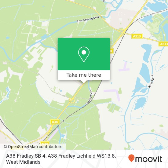 A38 Fradley SB 4, A38 Fradley Lichfield WS13 8 map