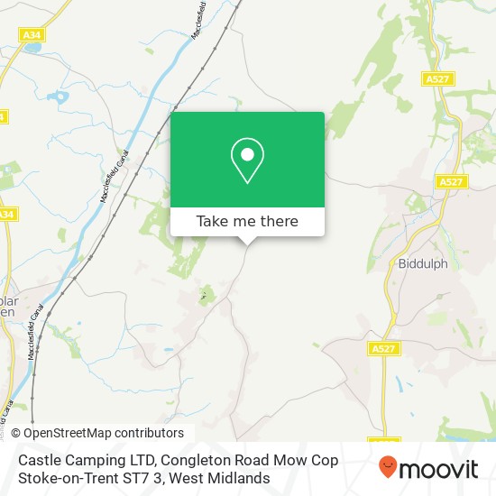 Castle Camping LTD, Congleton Road Mow Cop Stoke-on-Trent ST7 3 map