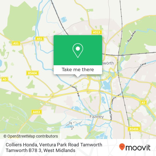 Colliers Honda, Ventura Park Road Tamworth Tamworth B78 3 map