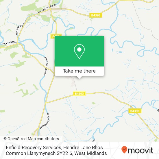 Enfield Recovery Services, Hendre Lane Rhos Common Llanymynech SY22 6 map
