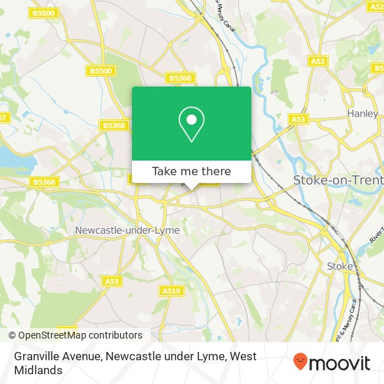 Granville Avenue, Newcastle under Lyme map