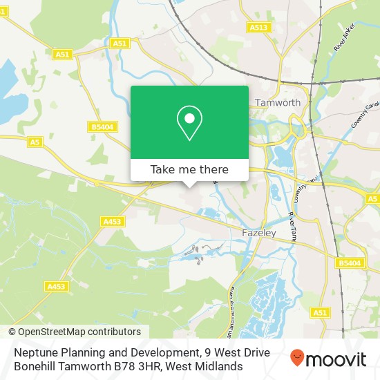 Neptune Planning and Development, 9 West Drive Bonehill Tamworth B78 3HR map