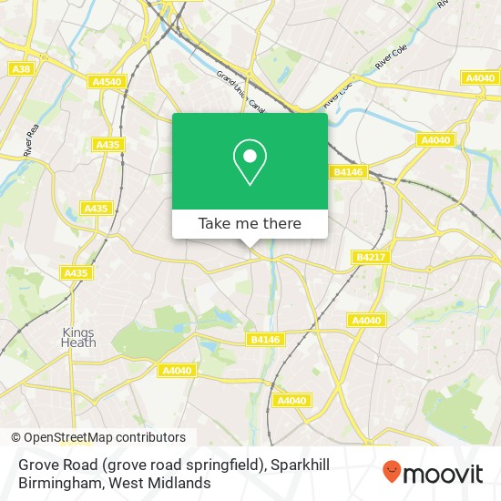 Grove Road (grove road springfield), Sparkhill Birmingham map