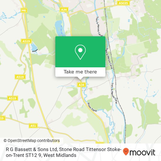 R G Bassett & Sons Ltd, Stone Road Tittensor Stoke-on-Trent ST12 9 map