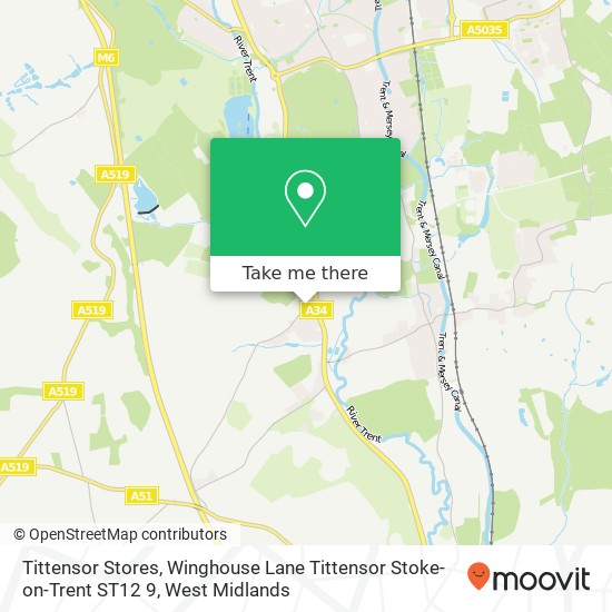 Tittensor Stores, Winghouse Lane Tittensor Stoke-on-Trent ST12 9 map