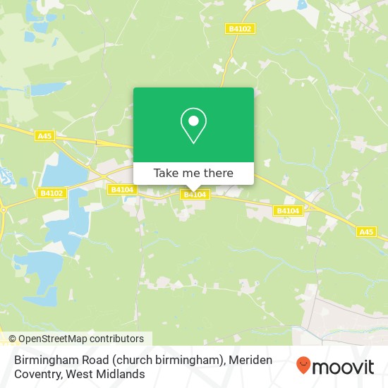 Birmingham Road (church birmingham), Meriden Coventry map