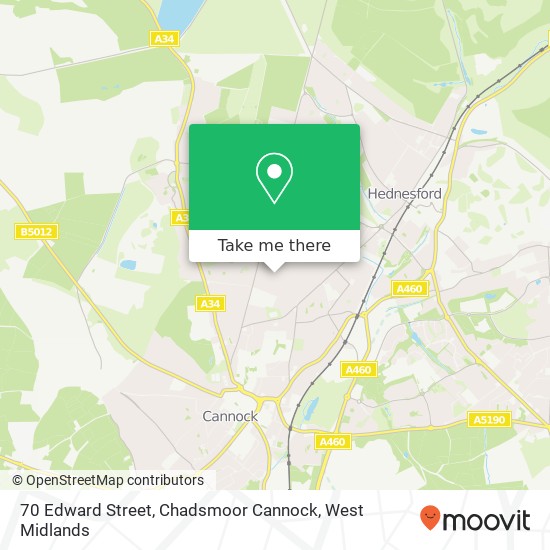 70 Edward Street, Chadsmoor Cannock map
