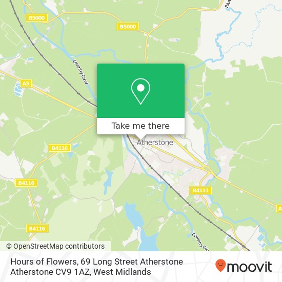 Hours of Flowers, 69 Long Street Atherstone Atherstone CV9 1AZ map